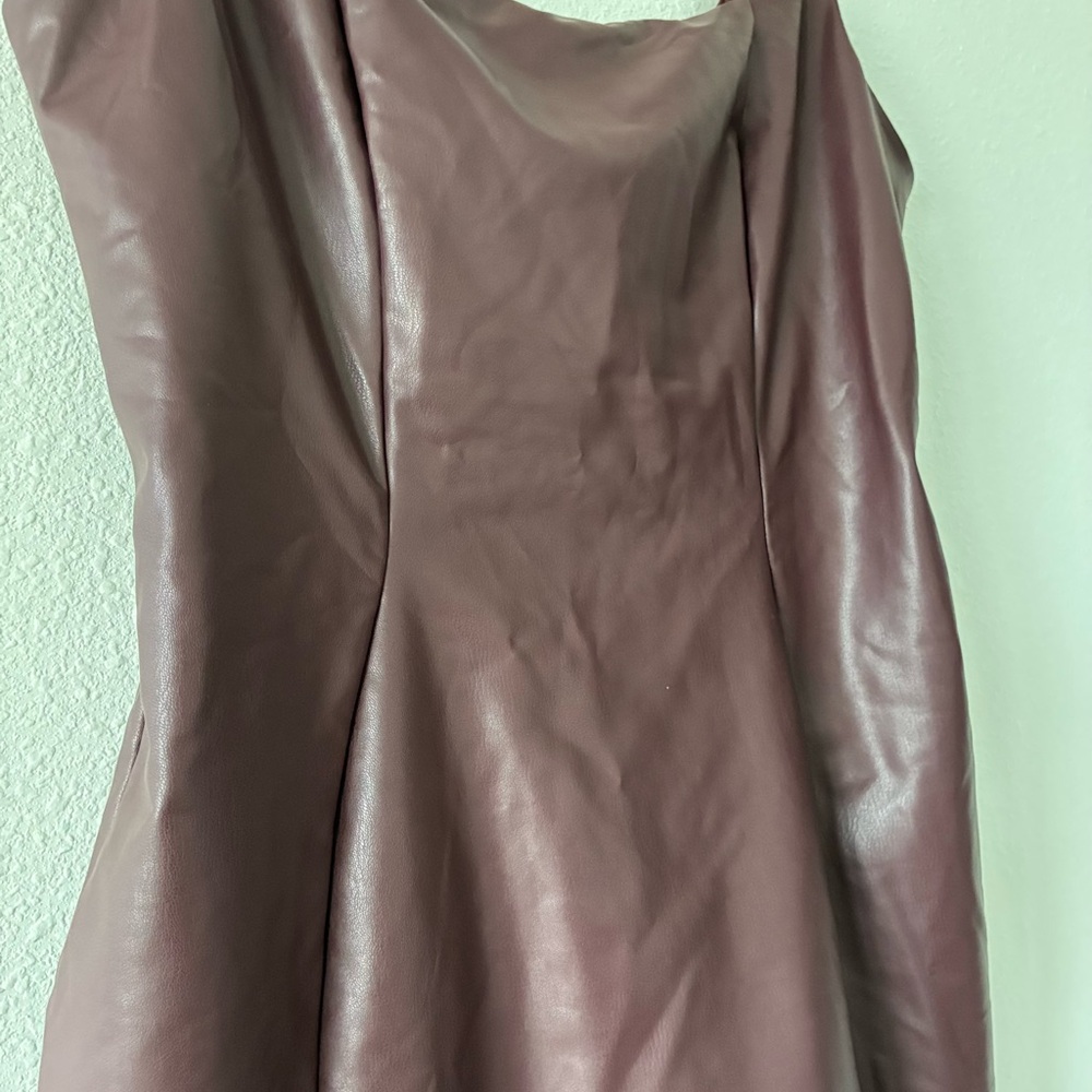 NWT VS Brown Faux Leather Mini Dress - Picture 3 of 4